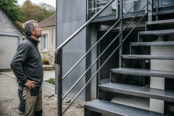 Escalier métal avec rampe intégrée Cour-Cheverny