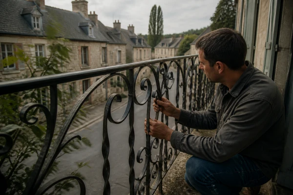 Garde-corps balcon fer forgé artisanal Montrichard