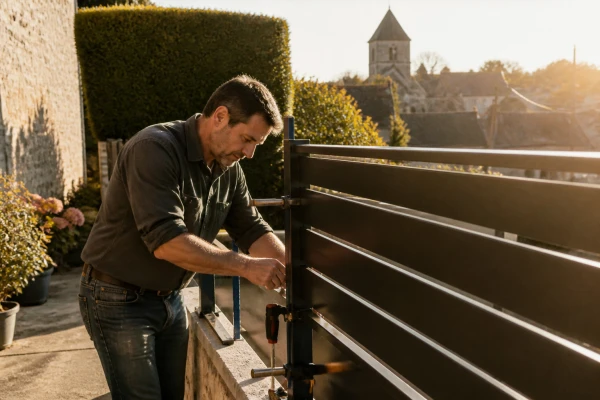 Installation clôture rigide aluminium jardin Bracieux